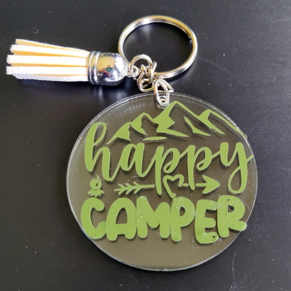 Happy Camper Keychain Cream Tassel